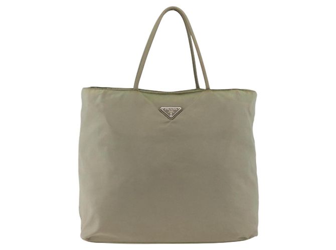 PRADA Borsa a mano in nylon beige argento Auth AMZ343 - vista 13