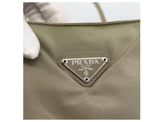 PRADA Borsa a mano in nylon beige argento Auth AMZ343 - vista 17