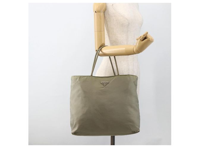 PRADA Borsa a mano in nylon beige argento Auth AMZ343 - vista 23
