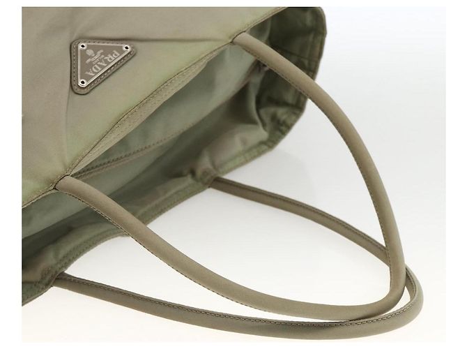 PRADA Borsa a mano in nylon beige argento Auth AMZ343 - vista 7