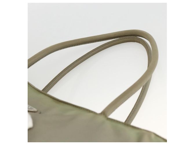 PRADA Borsa a mano in nylon beige argento Auth AMZ343 - vista 8