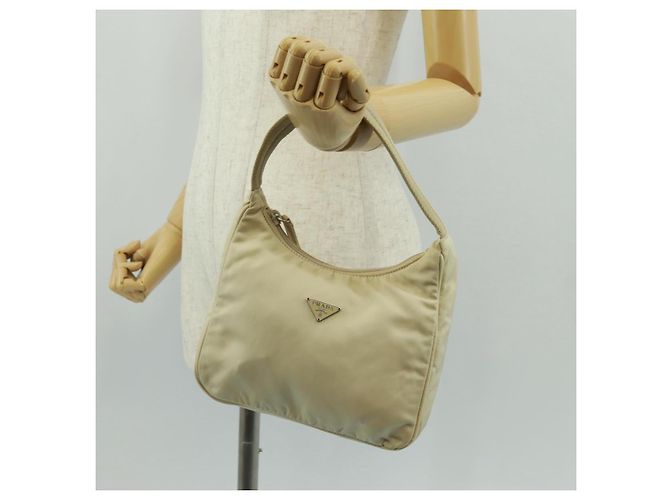 PRADA Borsa a mano in nylon avorio argento Auth 166457 Crudo - vista 22
