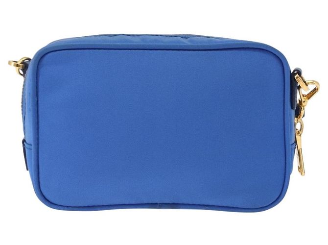 Borsa a Spalla PRADA Nylon Blu Oro Auth 150608A D'oro - vista 2
