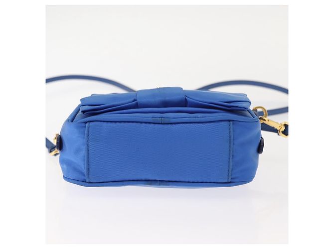 Borsa a Spalla PRADA Nylon Blu Oro Auth 150608A D'oro - vista 5