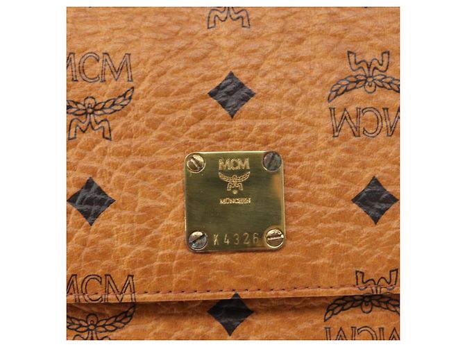 Borsa a Spalla MCM Logogram Vicetos in Pelle PVC Marrone Oro Auth 152173A D'oro - vista 11