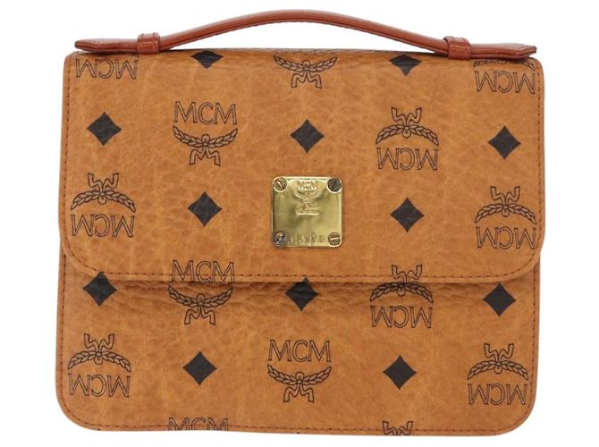 Borsa a Spalla MCM Logogram Vicetos in Pelle PVC Marrone Oro Auth 152173A D'oro - vista 13