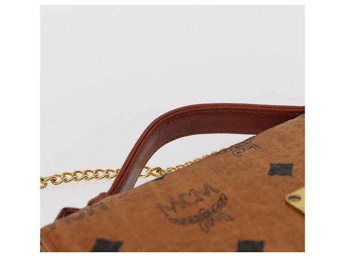 Borsa a Spalla MCM Logogram Vicetos in Pelle PVC Marrone Oro Auth 152173A D'oro - vista 14