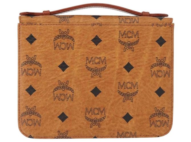 Borsa a Spalla MCM Logogram Vicetos in Pelle PVC Marrone Oro Auth 152173A D'oro - vista 2