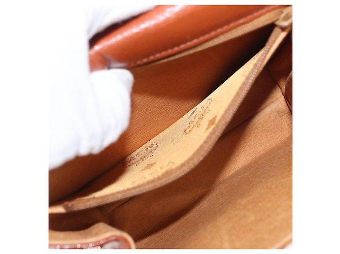 Borsa a Spalla MCM Logogram Vicetos in Pelle PVC Marrone Oro Auth 152173A D'oro - vista 24