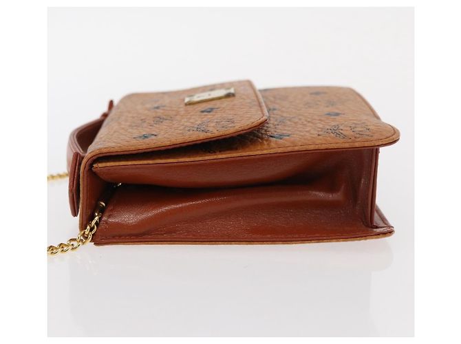 Borsa a Spalla MCM Logogram Vicetos in Pelle PVC Marrone Oro Auth 152173A D'oro - vista 4