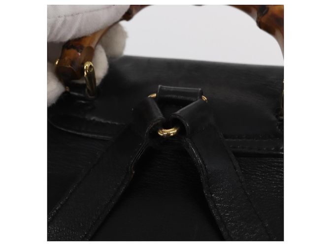 Zaino in Pelle Gucci Bamboo Nero Oro 003 1705 0030 Auth gh1298A - vista 15