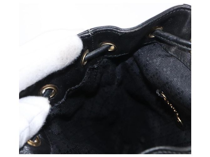 Zaino in Pelle Gucci Bamboo Nero Oro 003 1705 0030 Auth gh1298A - vista 24