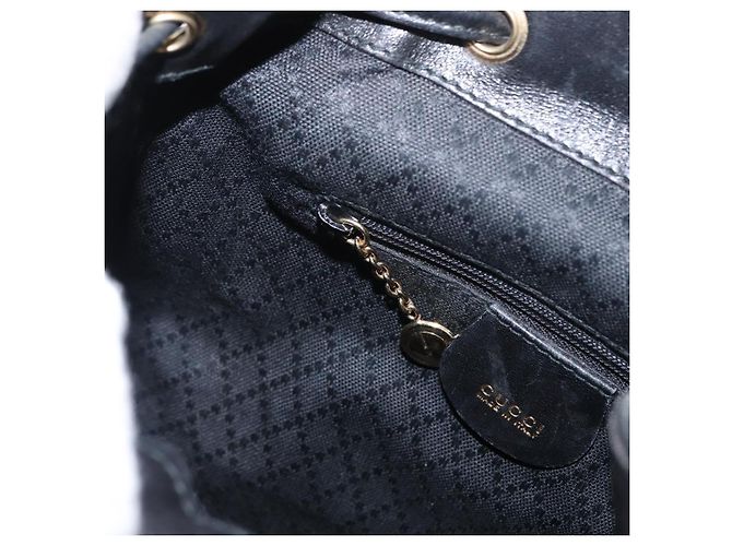 Zaino in Pelle Gucci Bamboo Nero Oro 003 1705 0030 Auth gh1298A - vista 25