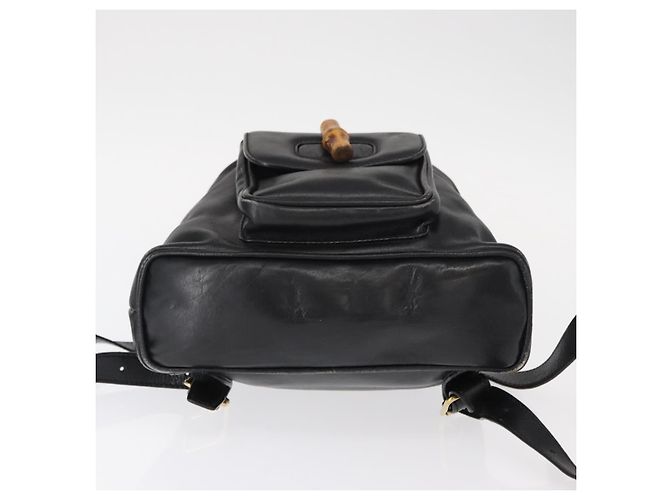 Zaino in Pelle Gucci Bamboo Nero Oro 003 1705 0030 Auth gh1298A - vista 5