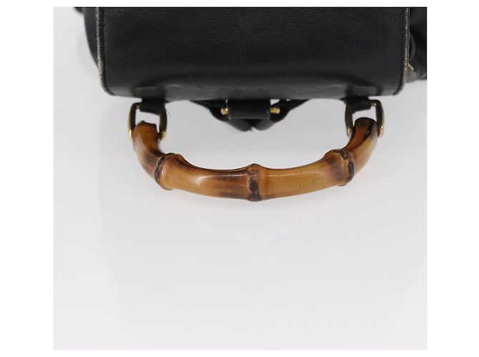Zaino in Pelle Gucci Bamboo Nero Oro 003 1705 0030 Auth gh1298A - vista 7