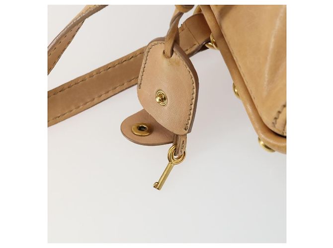 Borsa Tote Miu Miu in pelle beige dorato Auth yk19778A - vista 10