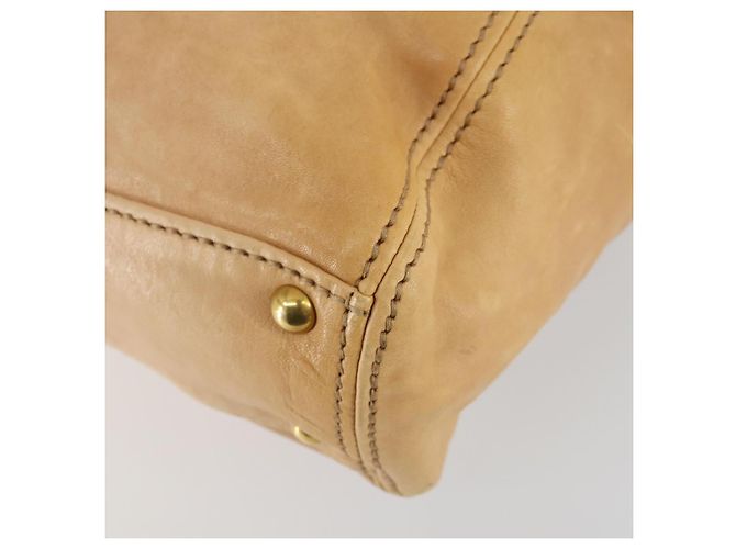 Borsa Tote Miu Miu in pelle beige dorato Auth yk19778A - vista 16