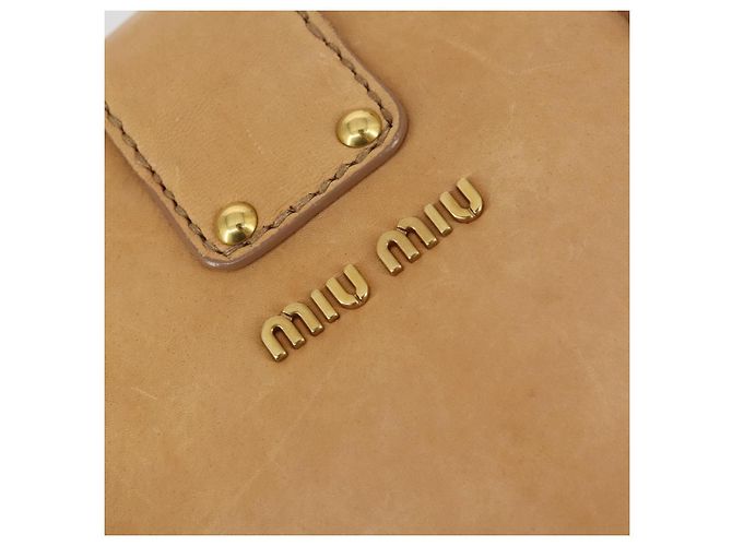 Borsa Tote Miu Miu in pelle beige dorato Auth yk19778A - vista 17