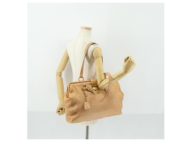Borsa Tote Miu Miu in pelle beige dorato Auth yk19778A - vista 24