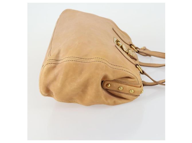 Borsa Tote Miu Miu in pelle beige dorato Auth yk19778A - vista 3