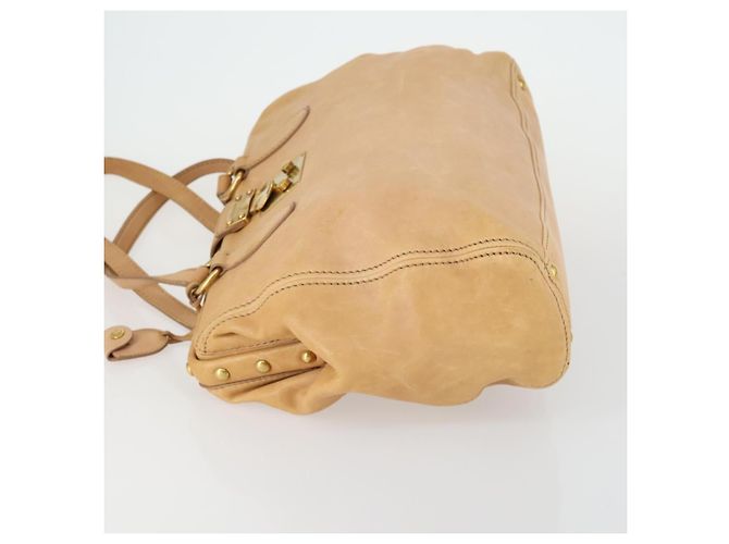 Borsa Tote Miu Miu in pelle beige dorato Auth yk19778A - vista 4