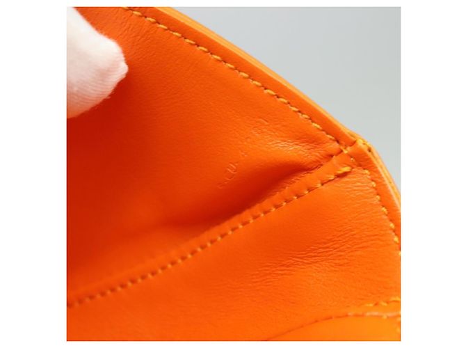 Céline Bolsa de Ombro Triangular de Couro Laranja Auth MY058M - vista 11