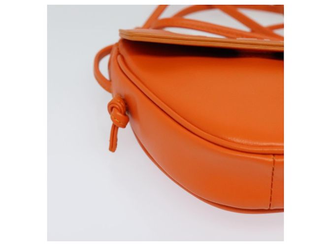 Céline Bolsa de Ombro Triangular de Couro Laranja Auth MY058M - vista 14