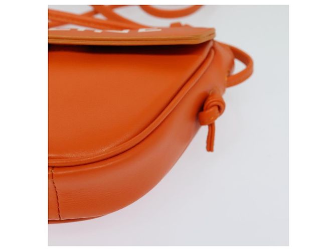 Céline Bolsa de Ombro Triangular de Couro Laranja Auth MY058M - vista 15
