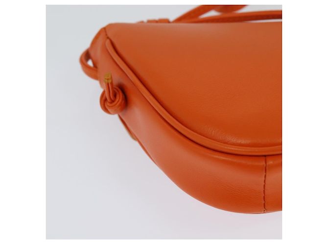 Céline Bolsa de Ombro Triangular de Couro Laranja Auth MY058M - vista 16