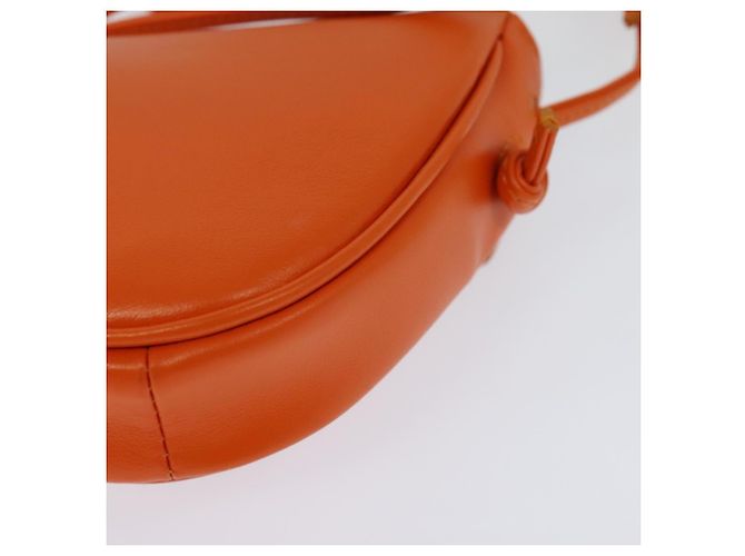 Céline Bolsa de Ombro Triangular de Couro Laranja Auth MY058M - vista 17