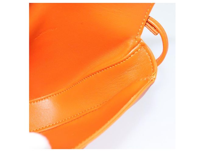 Céline Bolsa de Ombro Triangular de Couro Laranja Auth MY058M - vista 20