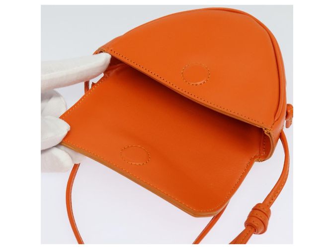 Céline Bolsa de Ombro Triangular de Couro Laranja Auth MY058M - vista 9