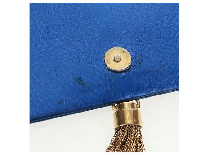 SAINT LAURENT Borsa a Spalla Chain Kate in Pelle Blu Oro Auth 163093SAV D'oro - vista 10