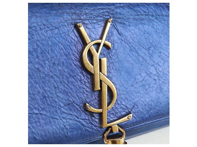 SAINT LAURENT Borsa a Spalla Chain Kate in Pelle Blu Oro Auth 163093SAV D'oro - vista 19