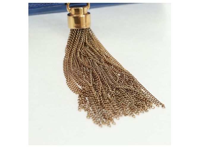 SAINT LAURENT Borsa a Spalla Chain Kate in Pelle Blu Oro Auth 163093SAV D'oro - vista 20