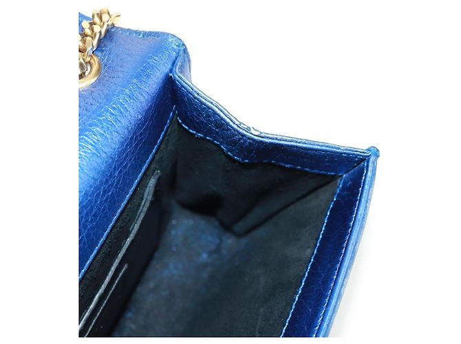 SAINT LAURENT Borsa a Spalla Chain Kate in Pelle Blu Oro Auth 163093SAV D'oro - vista 23