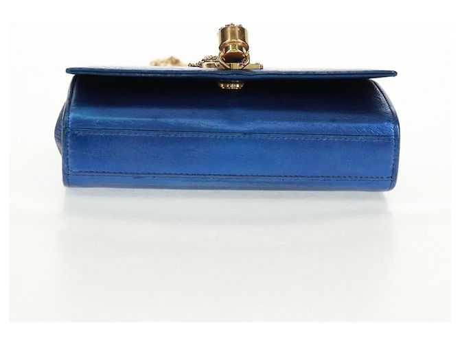 SAINT LAURENT Borsa a Spalla Chain Kate in Pelle Blu Oro Auth 163093SAV D'oro - vista 5