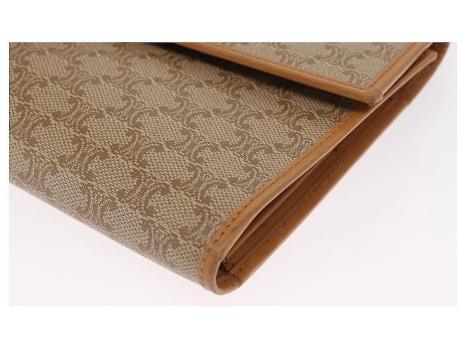 Céline CELINE Macadam Canvas Lange Brieftasche PVC Beige Gold Auth 164073V Golden - Ansicht 14