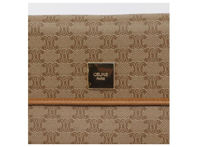 Céline CELINE Macadam Canvas Lange Brieftasche PVC Beige Gold Auth 164073V Golden - Ansicht 17