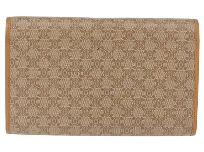 Céline CELINE Macadam Canvas Lange Brieftasche PVC Beige Gold Auth 164073V Golden - Ansicht 2