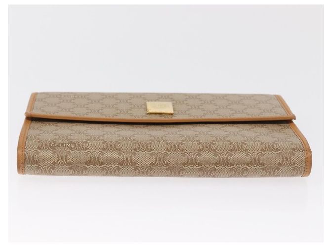 Céline CELINE Macadam Canvas Lange Brieftasche PVC Beige Gold Auth 164073V Golden - Ansicht 7