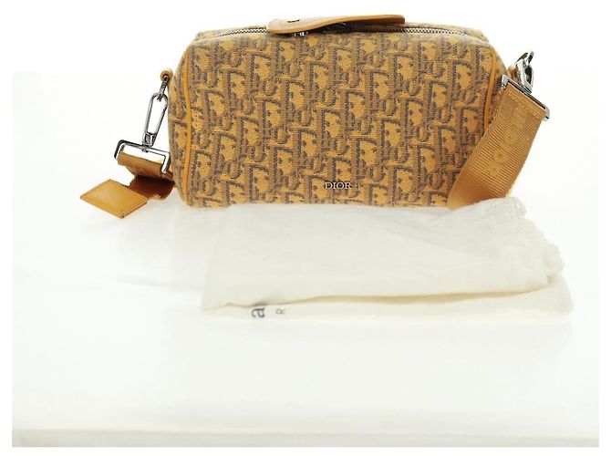 Bolsa Dior Lanco em lona Trotter oblíqua Christian Dior amarela Auth 165473SAM Prata Amarelo - vista 12