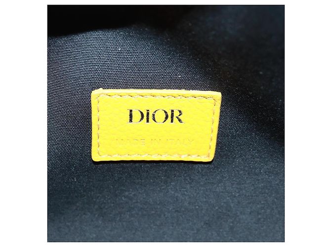 Bolsa Dior Lanco em lona Trotter oblíqua Christian Dior amarela Auth 165473SAM Prata Amarelo - vista 20
