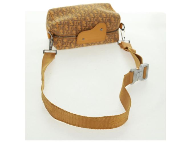 Bolsa Dior Lanco em lona Trotter oblíqua Christian Dior amarela Auth 165473SAM Prata Amarelo - vista 7