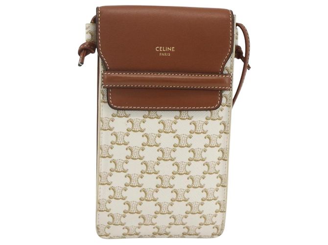 Céline Borsa a Spalla CELINE Triomphe PVC Beige Auth ka1704V - vista 13