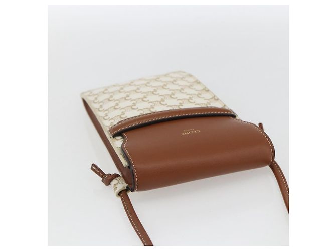 Céline Borsa a Spalla CELINE Triomphe PVC Beige Auth ka1704V - vista 6