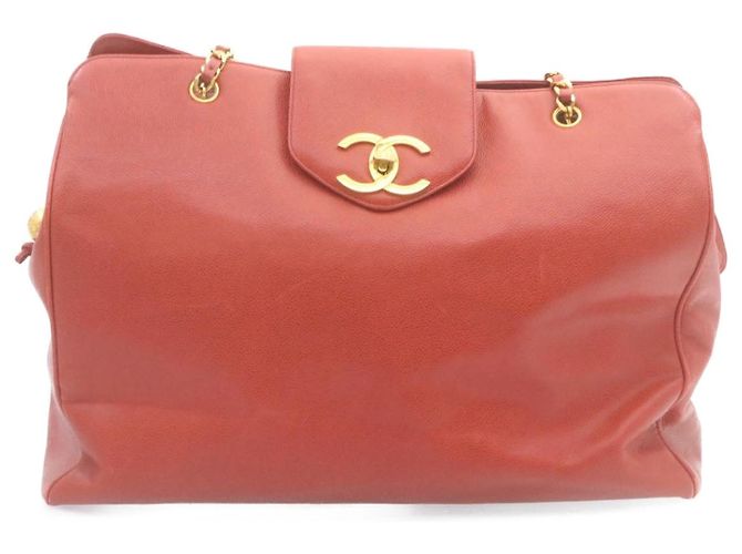 Borsa a spalla CHANEL Chain COCO Mark Super modello in pelle caviar rossa CC Auth am2162gSAV Rosso - vista 13