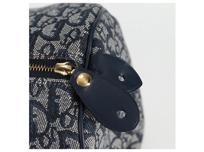 Borsa Boston in tela Trotter Christian Dior blu navy oro Auth 129964SAV - vista 10