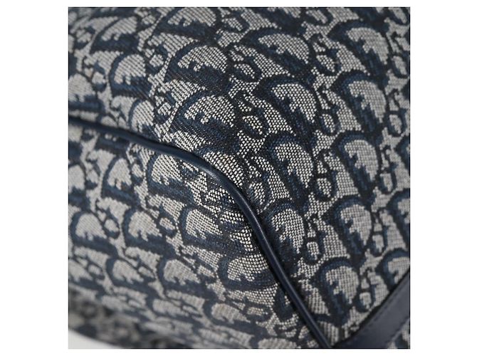 Borsa Boston in tela Trotter Christian Dior blu navy oro Auth 129964SAV - vista 15
