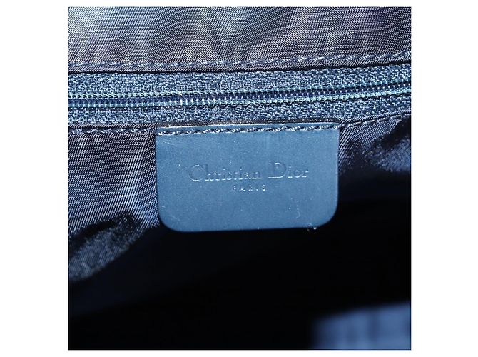 Borsa Boston in tela Trotter Christian Dior blu navy oro Auth 129964SAV - vista 17